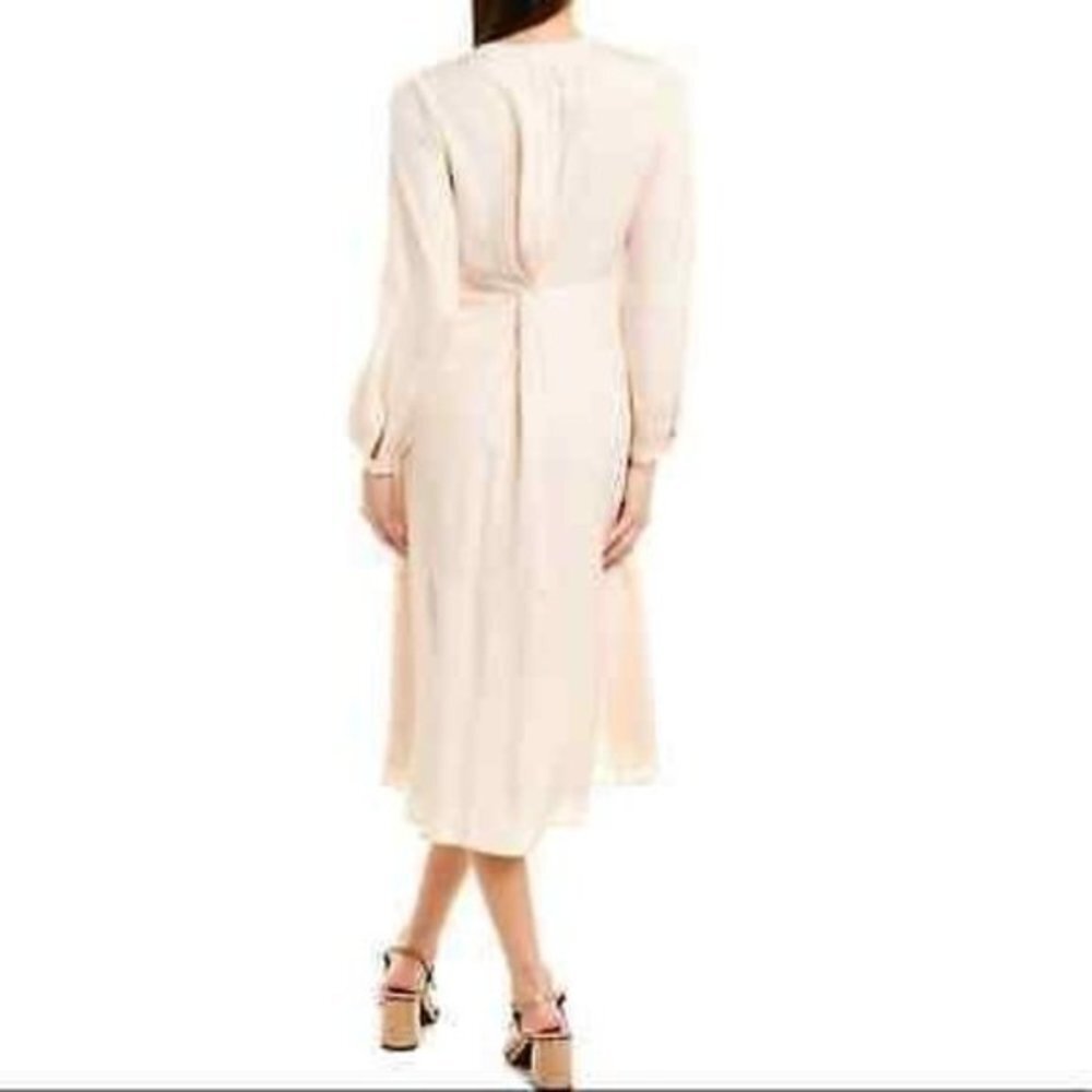 Vince Twist Drape Long Sleeve Dress in Oat Blush Size 6 - Picture 2 of 11